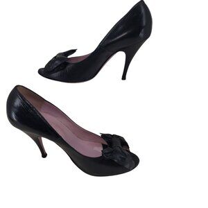 RED VALENTINO Black Peep Toe Bow Heels